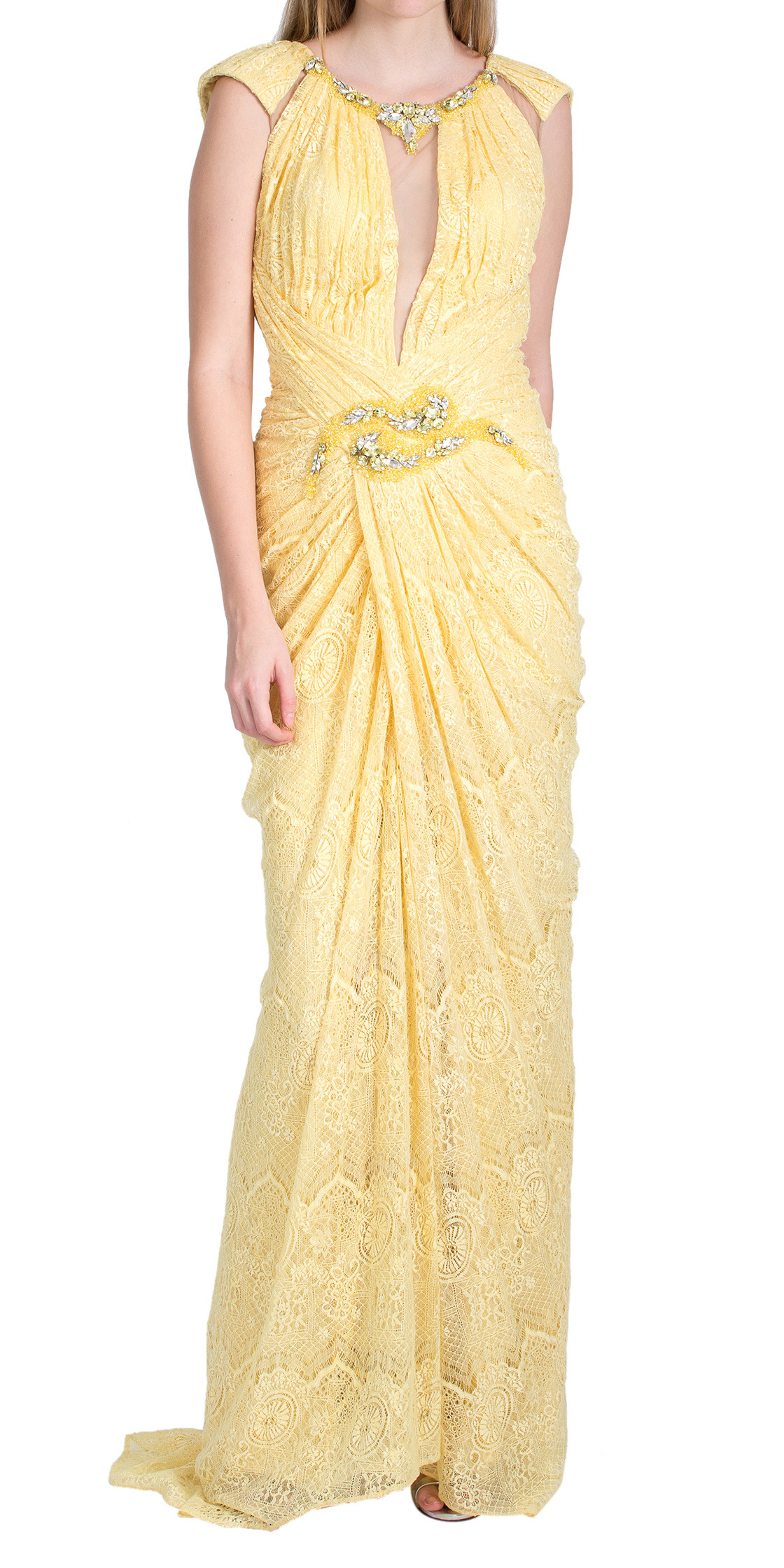 Abed Mahfouz Plunge Neck Grecian Gown Evening Dress Rental Dubai Rent a dress Designer 24 D24