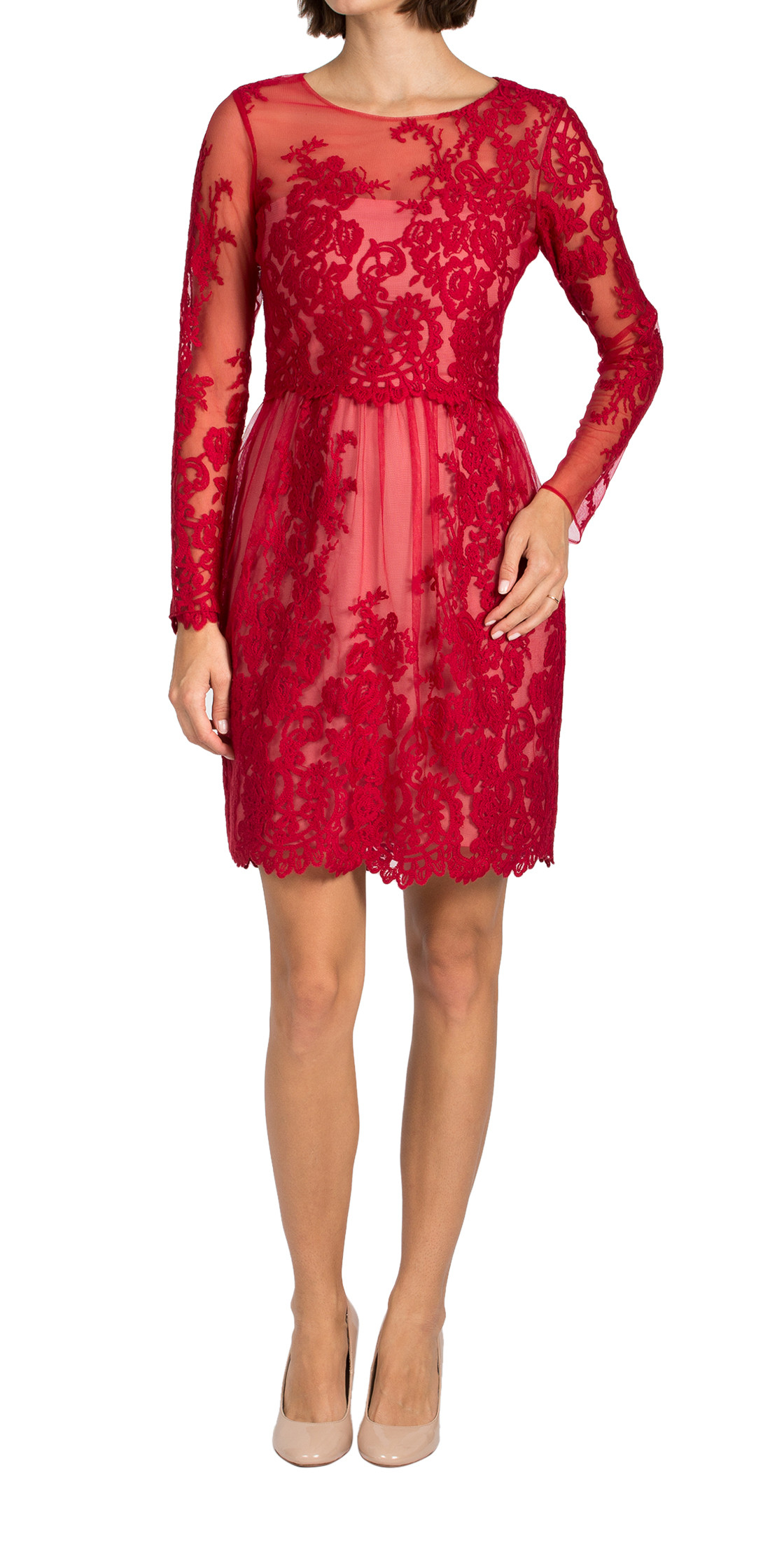 marchesa notte red lace dress